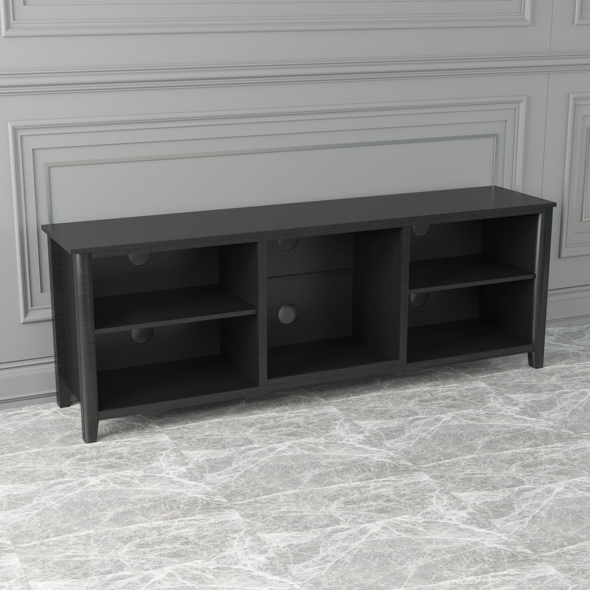 Modern Media Console TV Stand Black