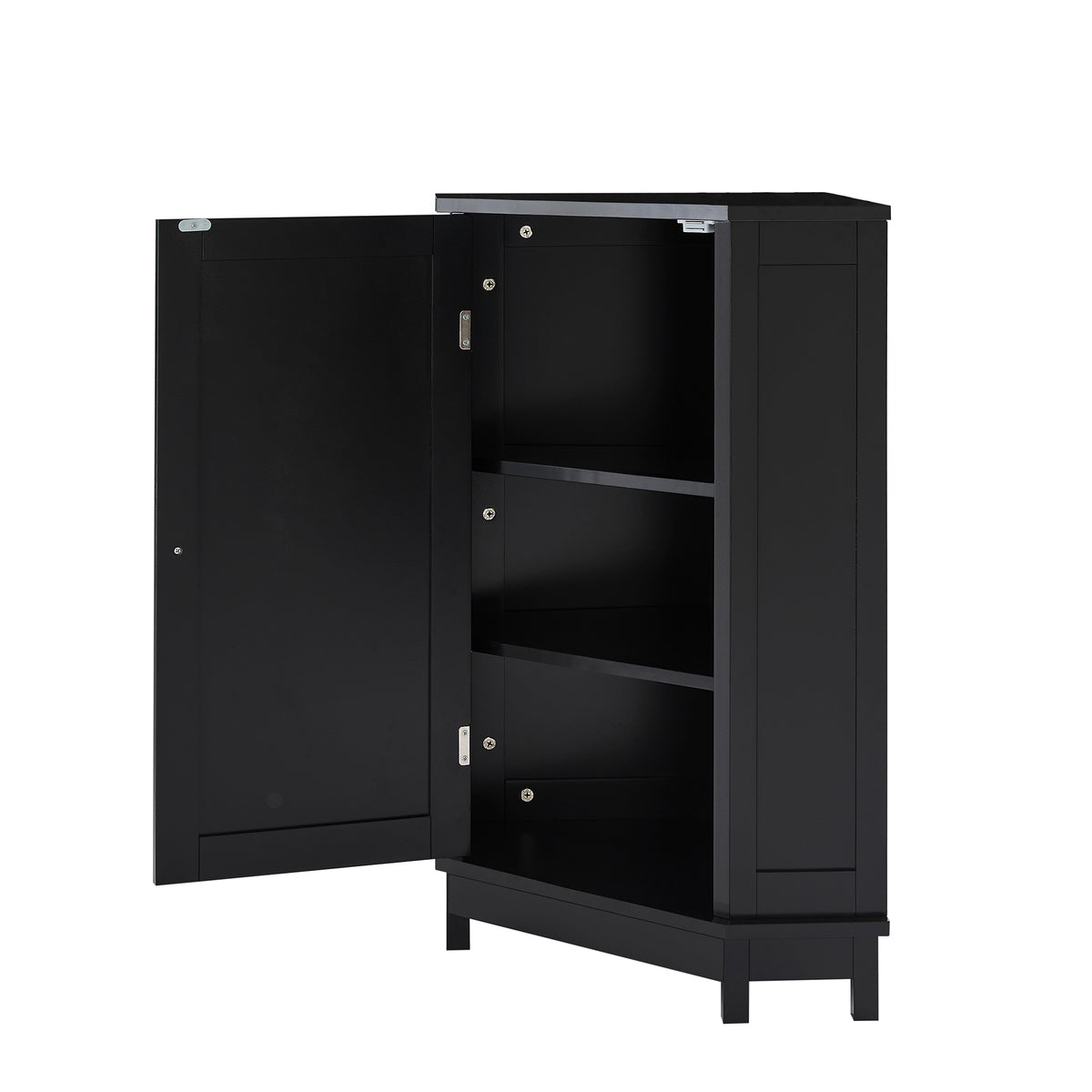 Black Corner Bathroom Storage Cabinet Adjustable Shelves