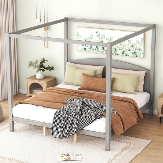 King Canopy Bed Gray Wash