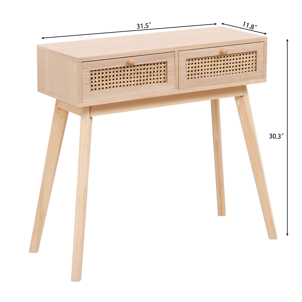 Rattan Side Table with Drawers