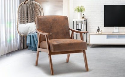Medieval Wood Accent Chair with Thick Backrest
