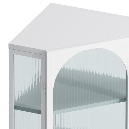 Glass Corner Wall Cabinet – White