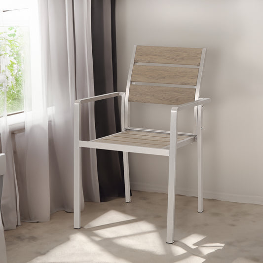 Outdoor Aluminum Dining Chair Set (2 pcs) – Natural Silver