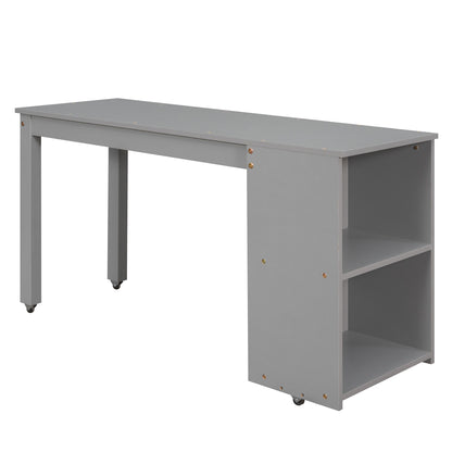 Full Loft Bed with Rolling Desk White