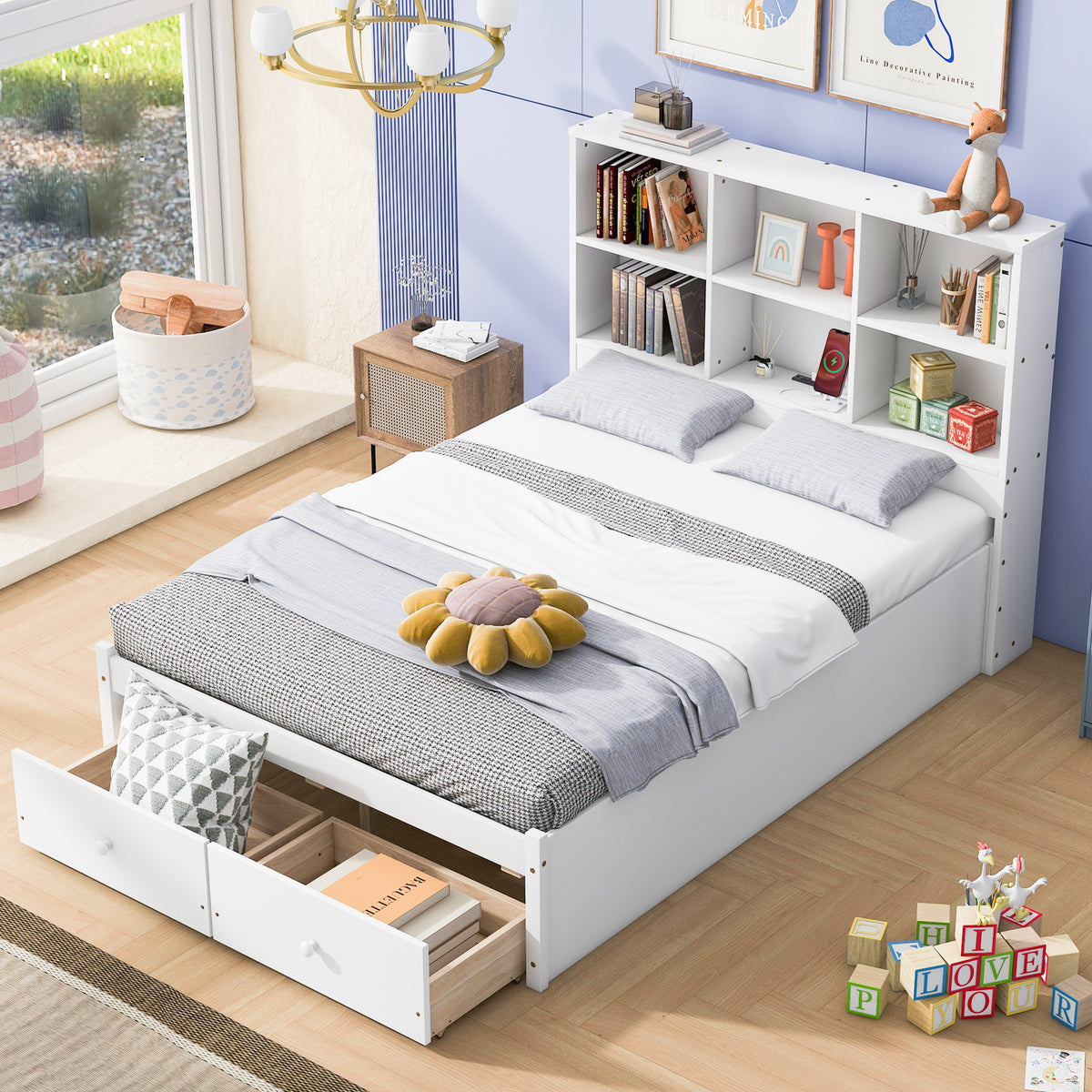 Full Storage Bed White