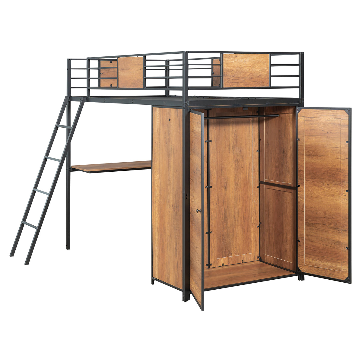 Twin Loft Bed with Desk Black