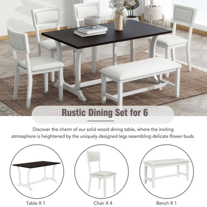 Topmax Farmhouse Dining Set (6 pcs) – White