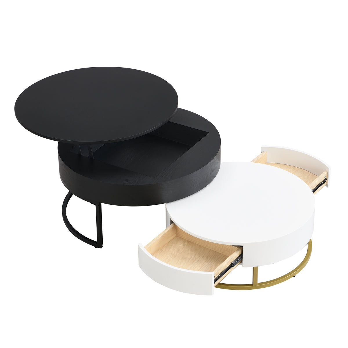 Lift-Top Coffee Tables with Drawers Black