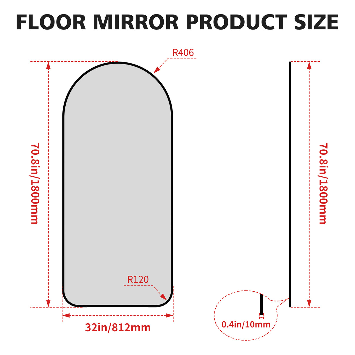 Oversized Full Body Mirror Black