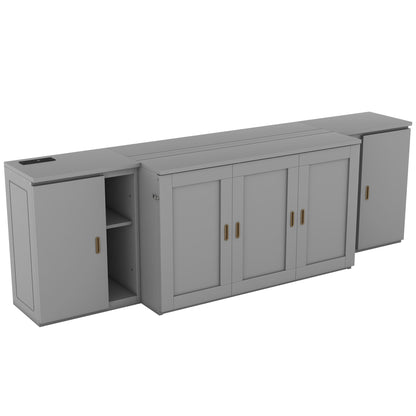 Full Murphy Bed with Shelves Gray