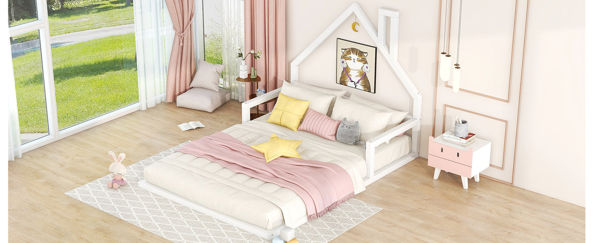 Full Platform Bed White