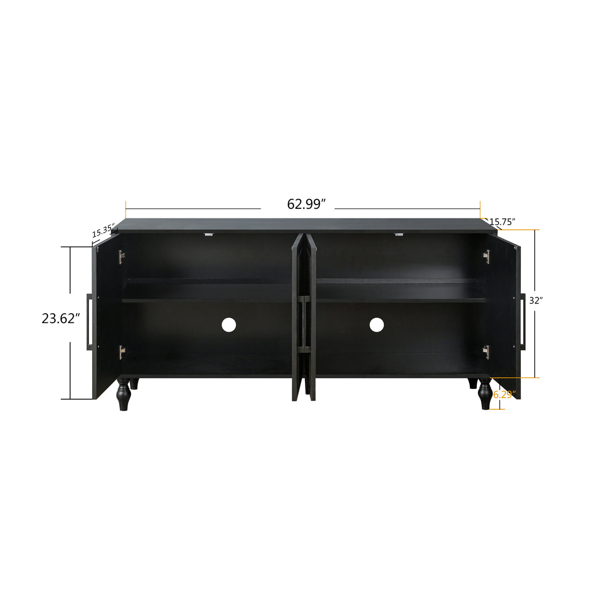 Carved Black Flower Door Storage Cabinet