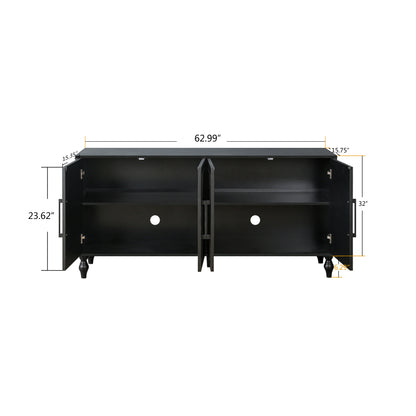 Carved Black Flower Door Storage Cabinet
