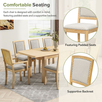 84” Expandable Dining Set – Natural Finish