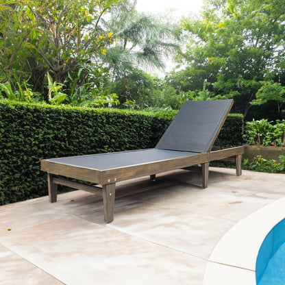 Summerland Outdoor Mesh Chaise Lounge – Dark Grey