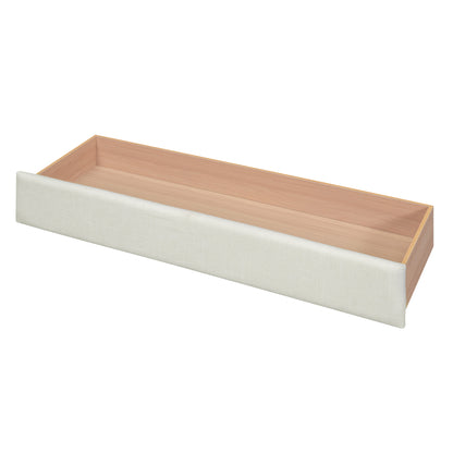 Upholstered Platform Bed with Drawers Beige