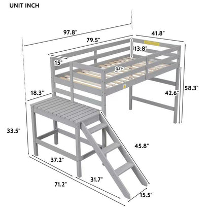 Twin Loft Bed Gray