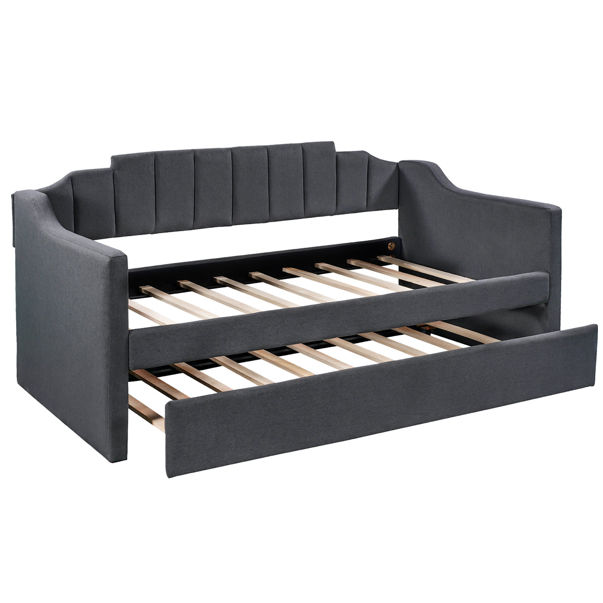 Twin Upholstered Daybed with Trundle – Black
