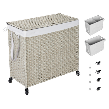 Grey Laundry Hamper with Lid and 2 Removable Bags