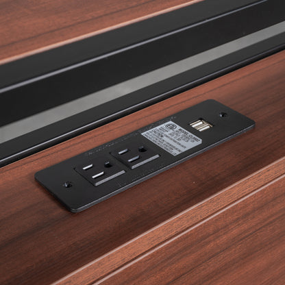 Queen Metal Platform Bed with USB Ports Black