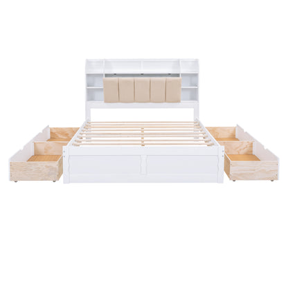 Wood Queen Platform Bed White
