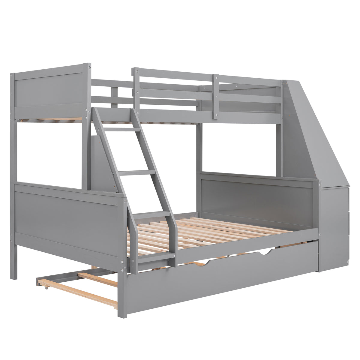 Full Bunk Bed with Desk Gray