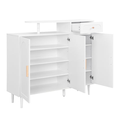 Elegant Shoe Cabinet with Adjustable Shelves White