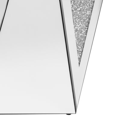 Silver Mirrored End Table with Crushed Diamond Base