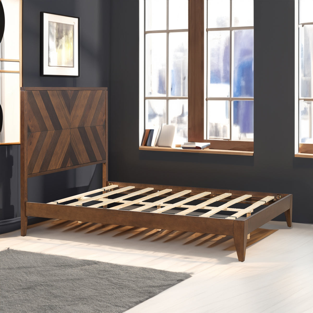 Mid-Century Platform Bed Walnut