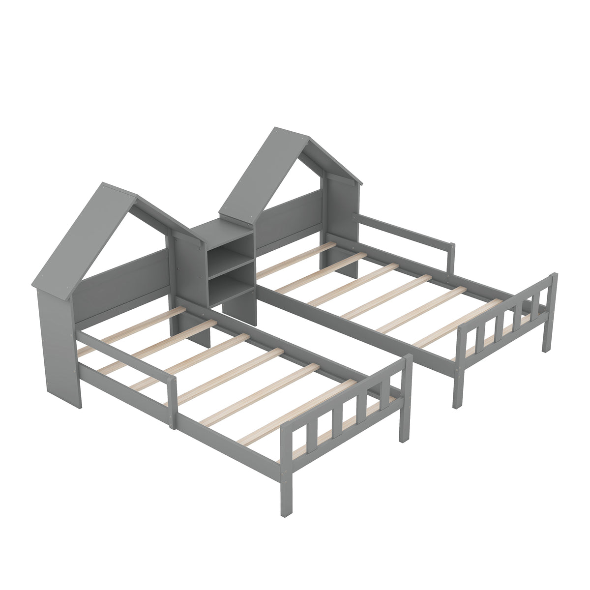 Double Twin Platform Bed Gray