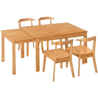 65” 5-Piece Dining Set – Natural Finish