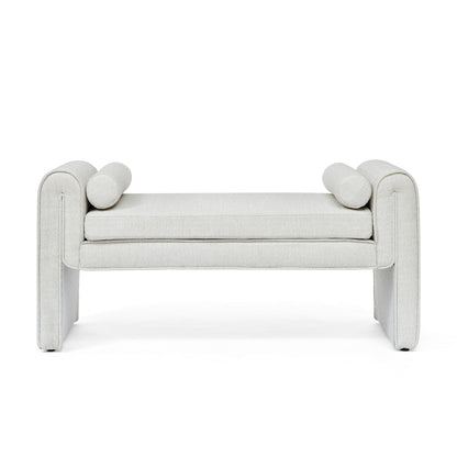 Linen Bedroom Storage Stool – White Finish