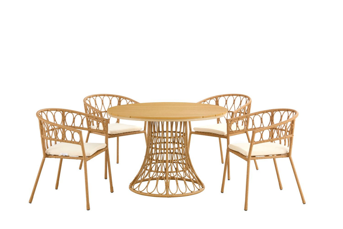 Outdoor Bamboo Dining Set (5 pcs)