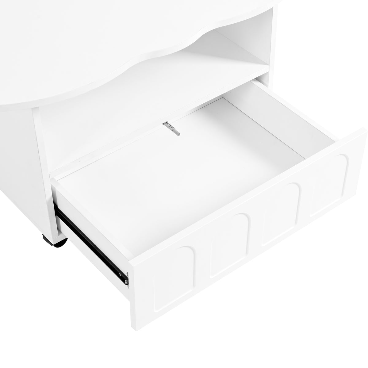 Cream Coffee Table with Storage Drawers – White