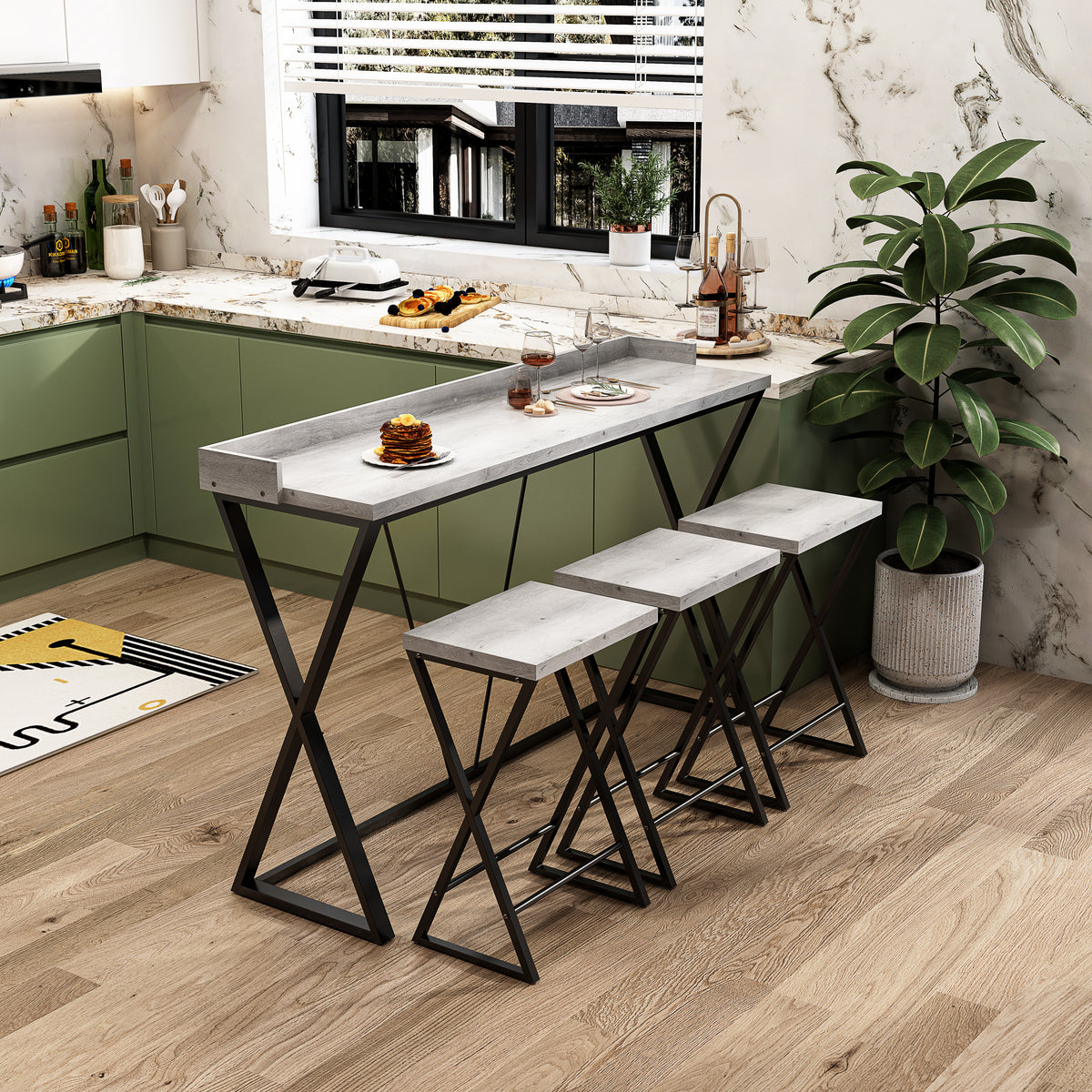 Modern Dining Table Set Gray