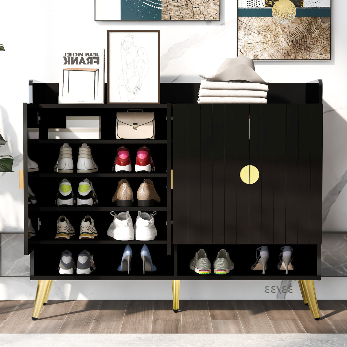 U-Can 11-Layer Wooden Shoe Cabinet with Adjustable Shelves