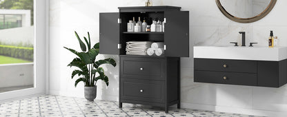 Black Bathroom Storage Cabinet with Drawers