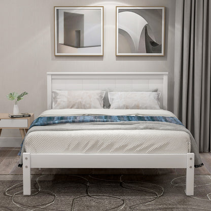 Twin Platform Bed with Headboard White