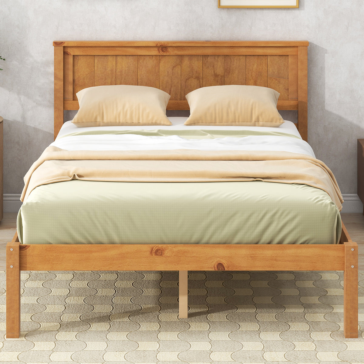 Platform Bed Frame Full Oak