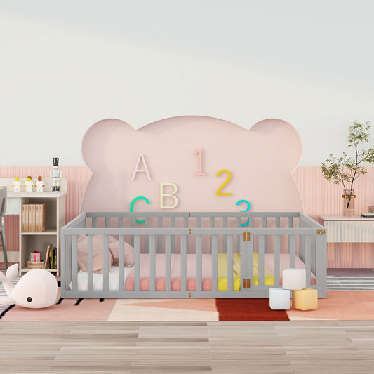 Queen Platform Bed Gray