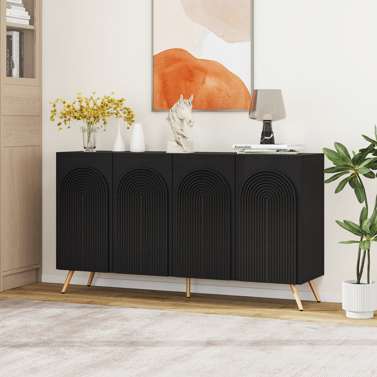 Arched 4-Door Buffet Cabinet