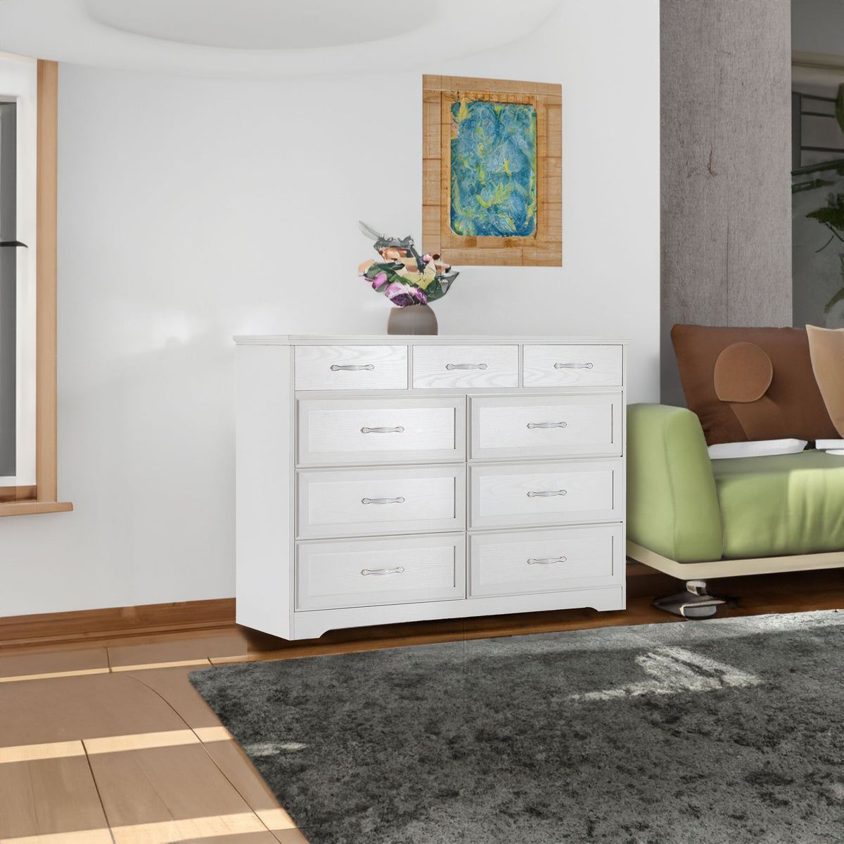 8-Drawer Bedroom Dresser – White