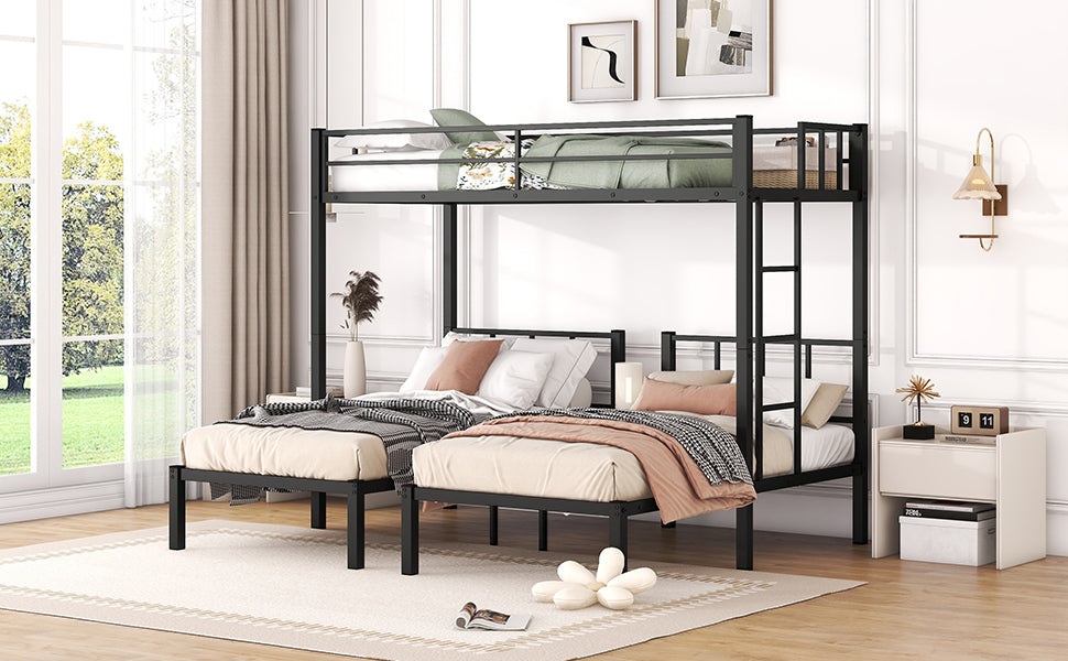 Triple Metal Bunk Bed Black