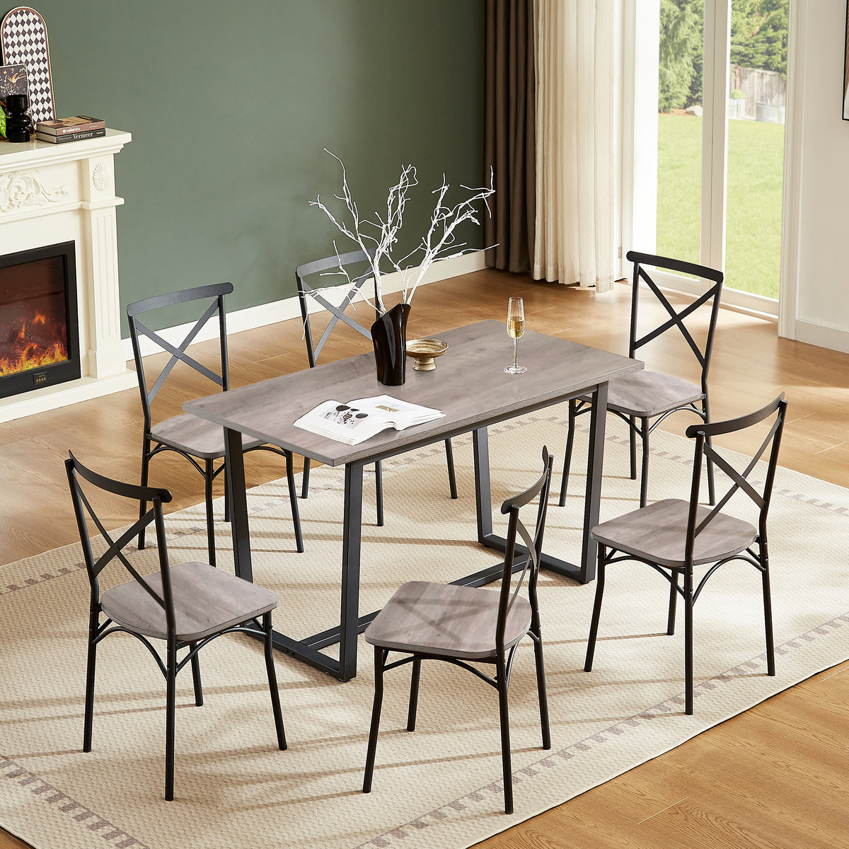 7-Piece Dining Set with Modern Chairs