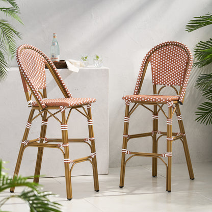 Aluminum Wicker Bar Stool Set of 2