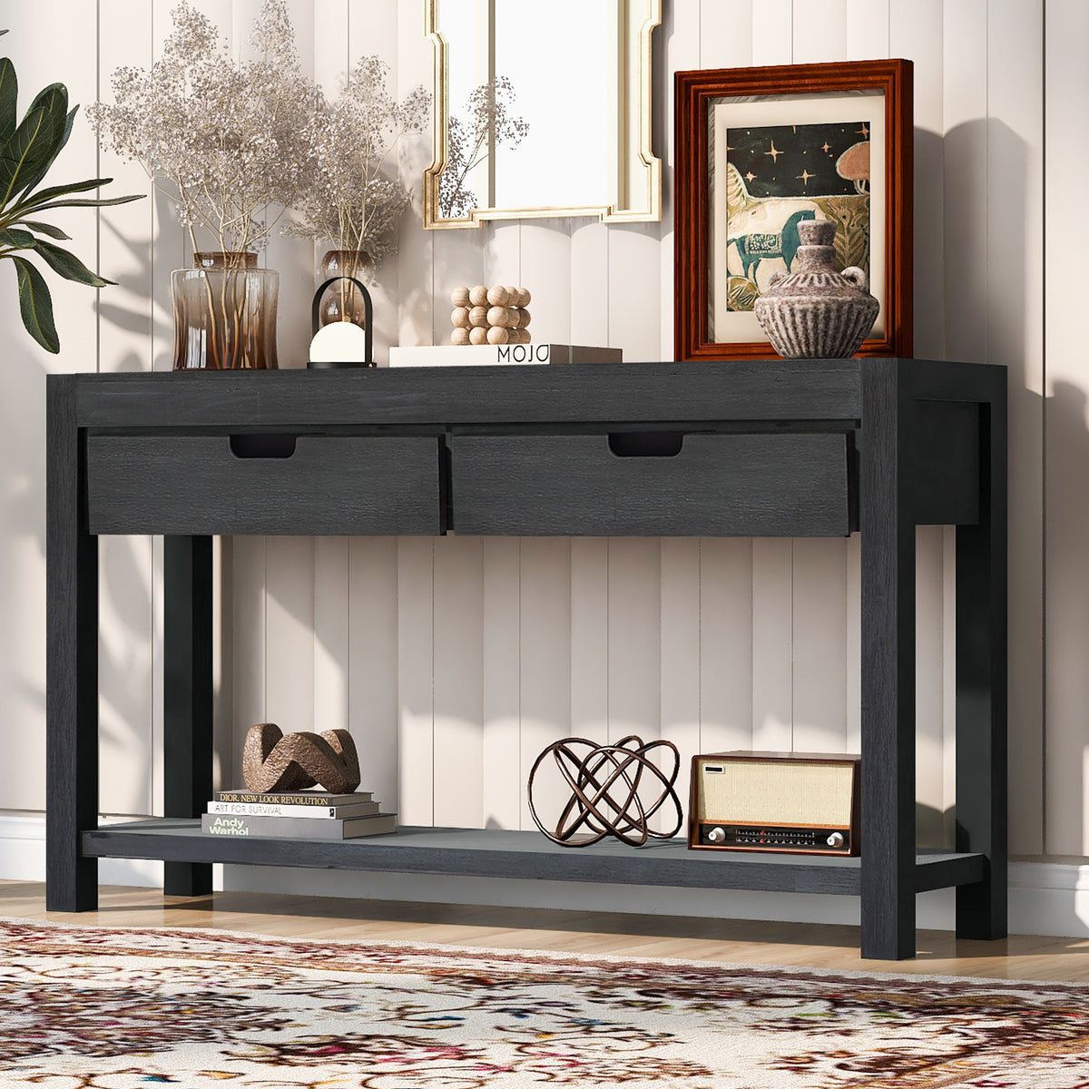U-Style Hallway Console Table – 2 Drawers