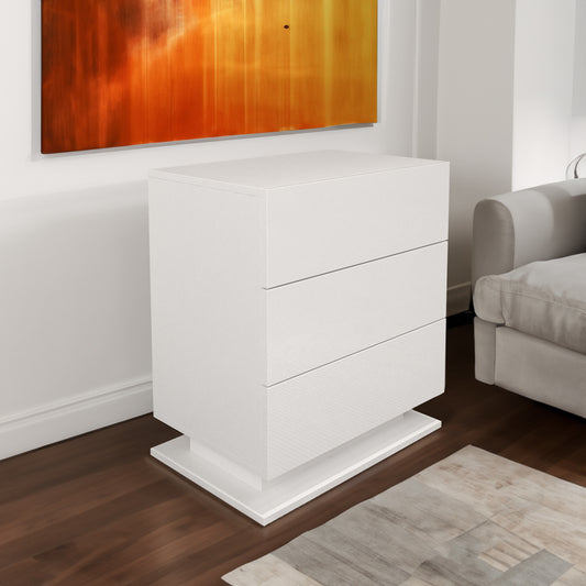 Modern 3-Drawer LED Bedside Table