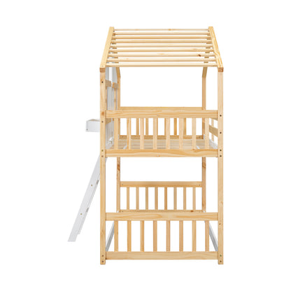 Twin House Bunk Bed Natural White
