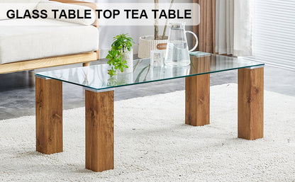 Glass-Top Coffee Table Set of 2 Transparent