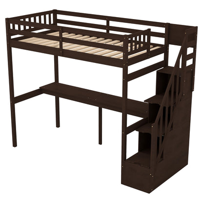 Loft Bed with Storage Espresso